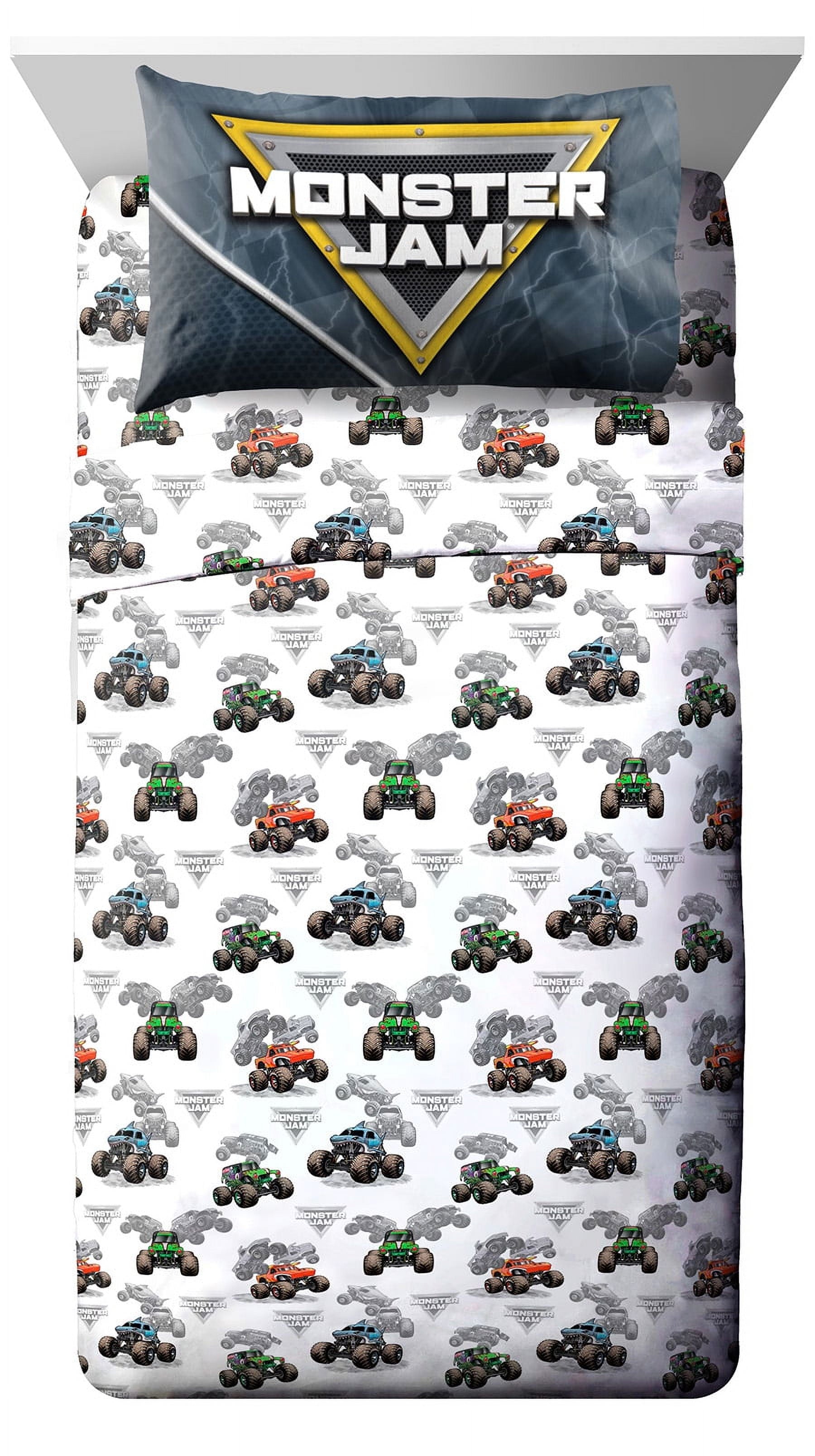 Monster Jam Slash Twin Kids 5 Piece Bedding Set w/ Reversible Comforter, 100% Microfiber