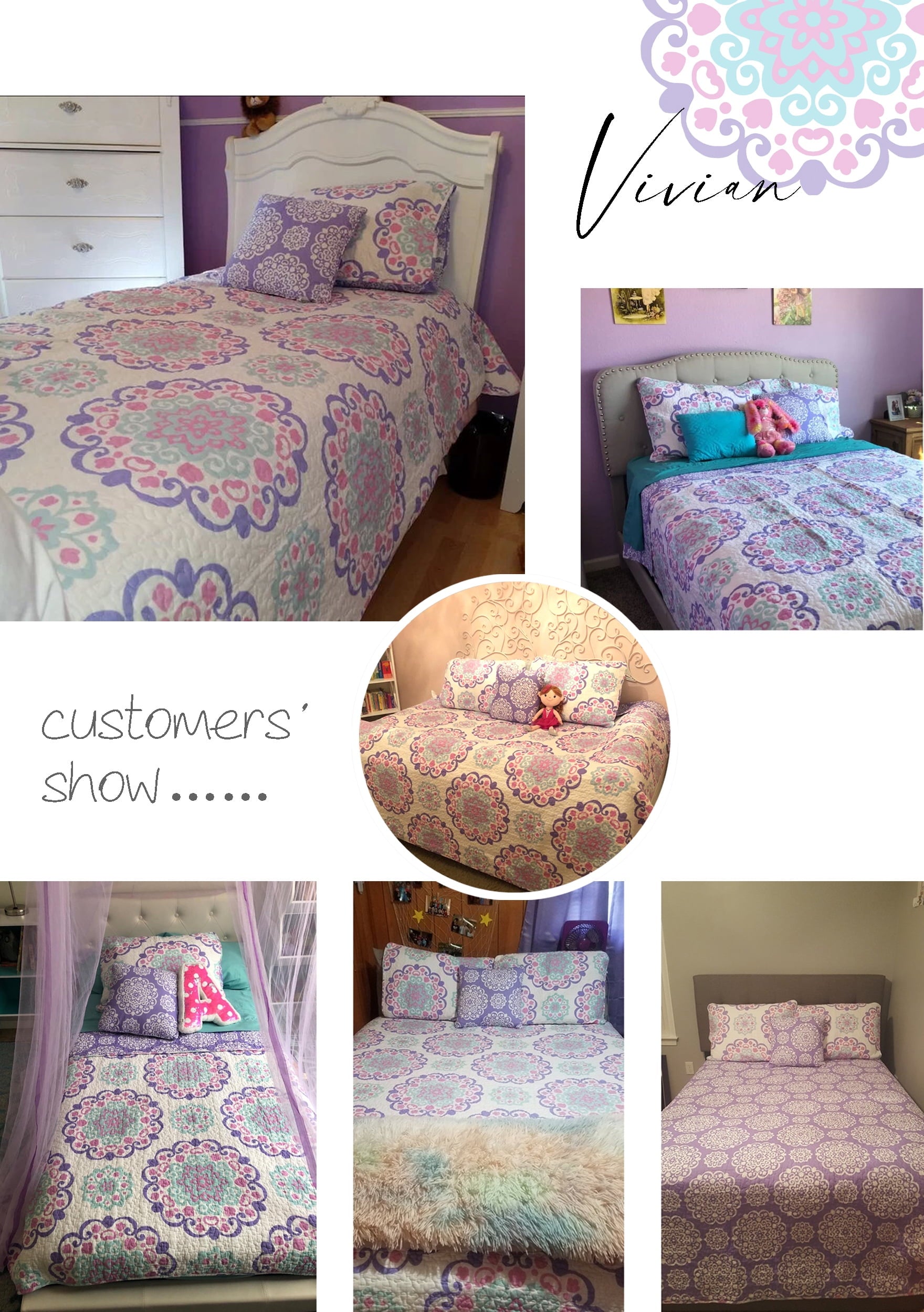 ALEX + BELLA Quilt Set, Vivian, Purple, Reversible, 100% Cotton, Cotton/Polyester Fill Material, Prewashed, Twin, 3 Piece