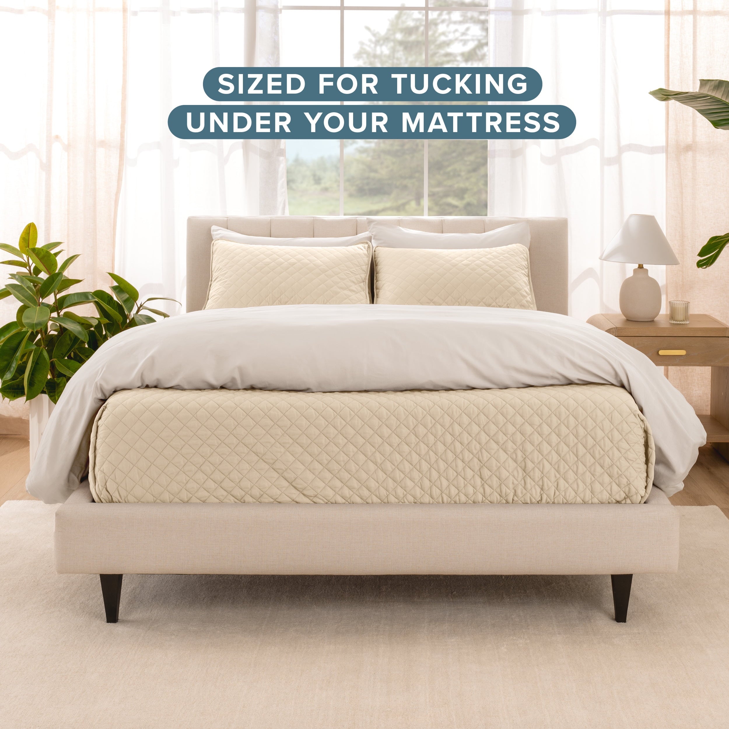 Bare Home Sand Diamond Stitched Quilt, Full/Queen - Hypoallergenic