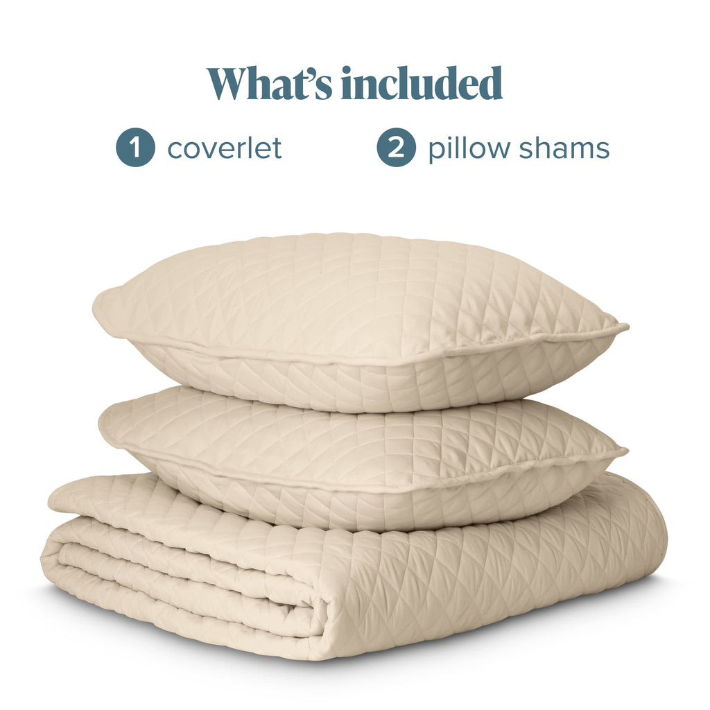 Bare Home Sand Diamond Stitched Quilt, Full/Queen - Hypoallergenic