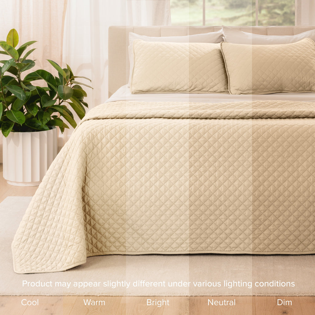 Bare Home Sand Diamond Stitched Quilt, Full/Queen - Hypoallergenic