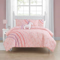 ALEX + BELLA Comforter Set PinkRainbow Ruffle Microfiber,Twin, 4 Piece