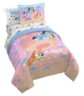 BBC Bluey Sisters Sleepy Time 7 Piece Full Size Kids Bed Set with Shams