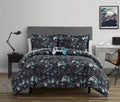 Next Level Dark Grey/Blue 4-Piece Microfiber Comforter Set - Full