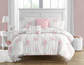 Tabitha Smocked Pink 5-Piece Microfiber Comforter Set - Full