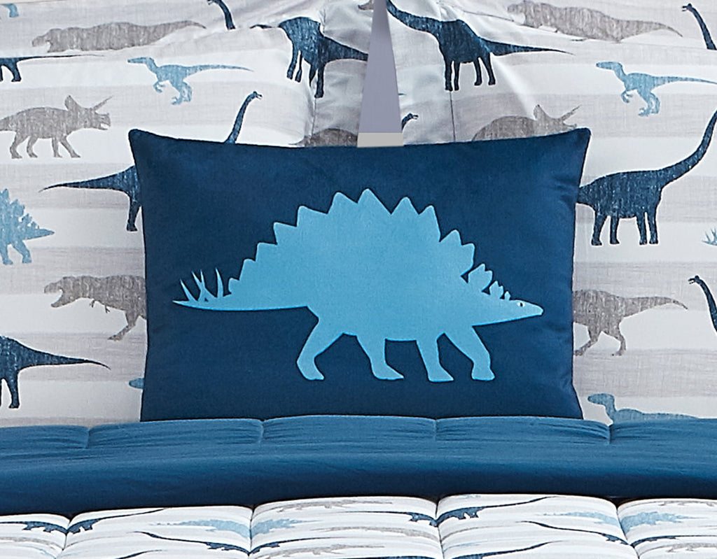 ALEX + BELLA Dino Chambray Microfiber/Polyester Bedding Set, Twin, Dark Blue, 3-Piece