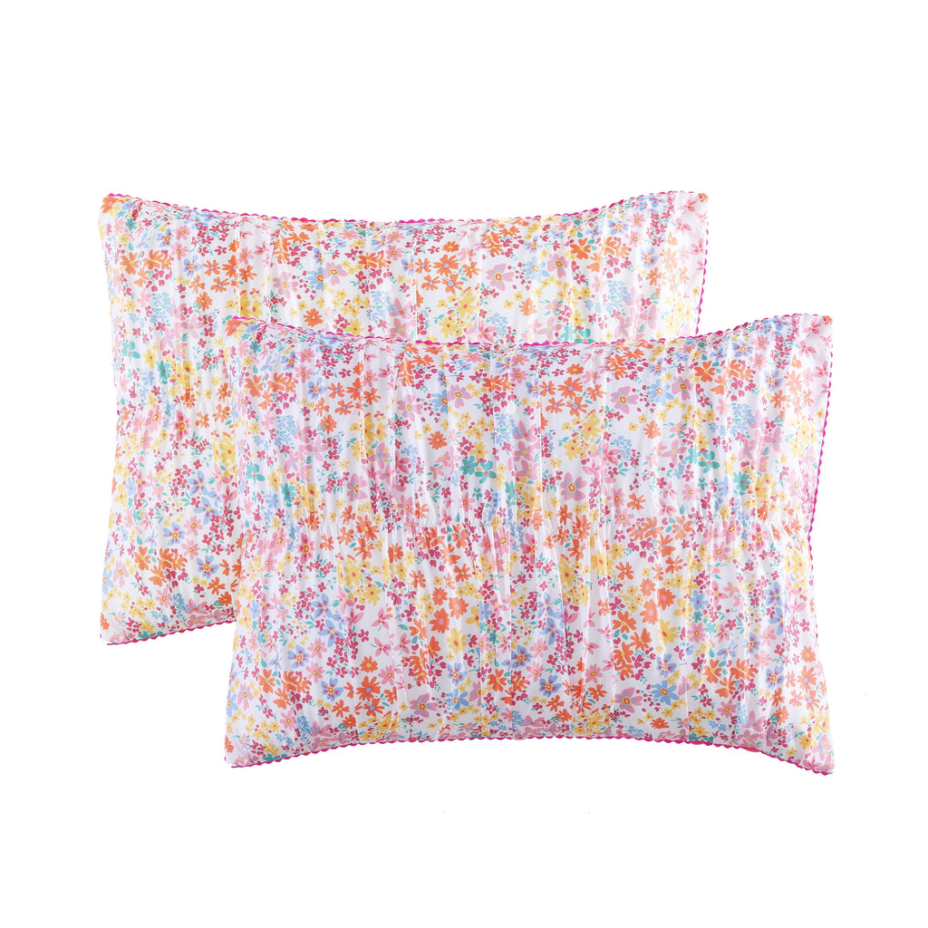 Garden Posies Pink 3-Piece Embellished Soft Microfiber Comforter Set - Twin