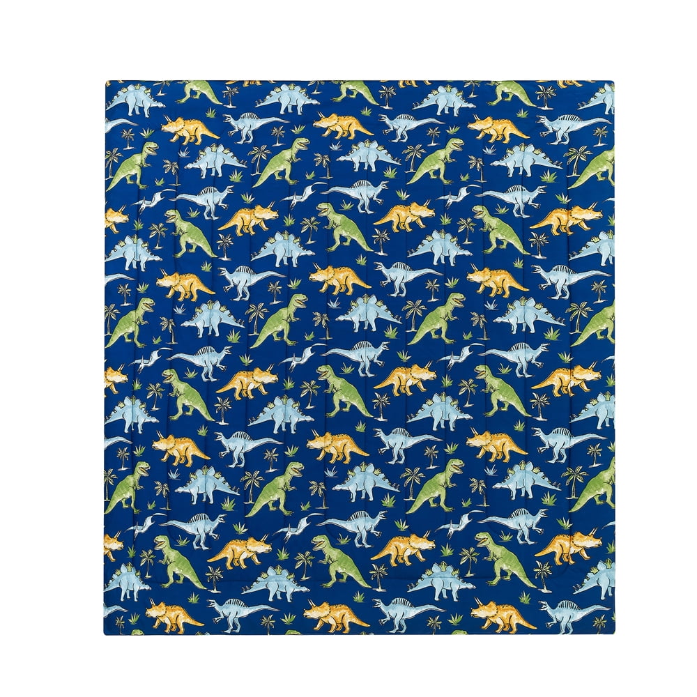 Watercolor Dinosaur Navy 3-Piece Microfiber Comforter Set - Twin