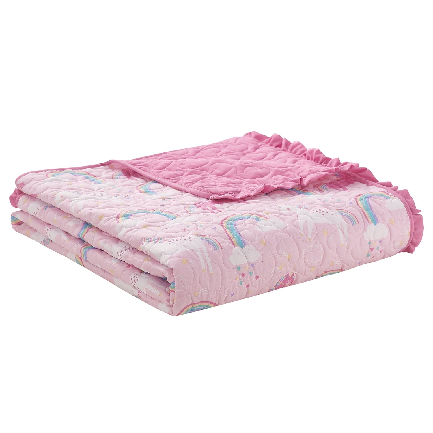ALEX + BELLA Quilt Set Pink Unicorn Microfiber,Twin, 2 Piece