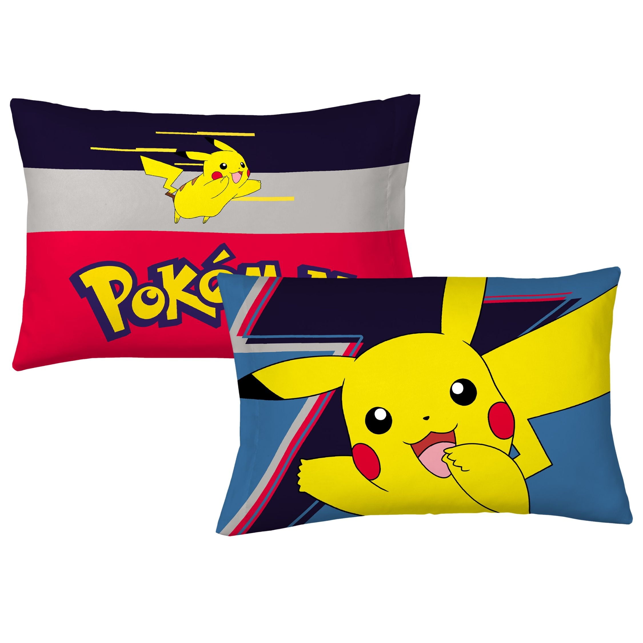 Pokemon Kids 5 Piece Gray Blue Reversible Comforter, Bed in a Bag, Full